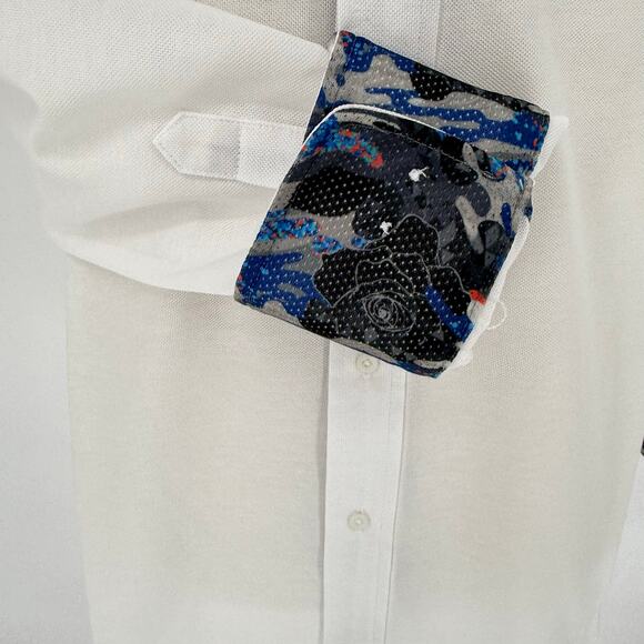 Robert Graham Casual Button Front Long Sleeve Shirt Solid White M - Picture 5 of 9